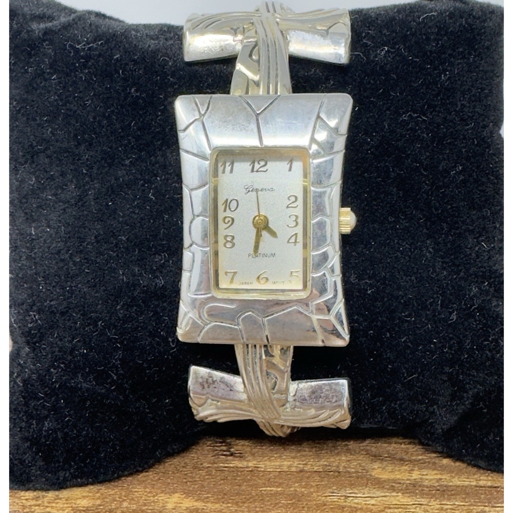 Geneva Platinum 8197‎ Women's Ornate Filigree Vintage Cuff Bracelet Watch